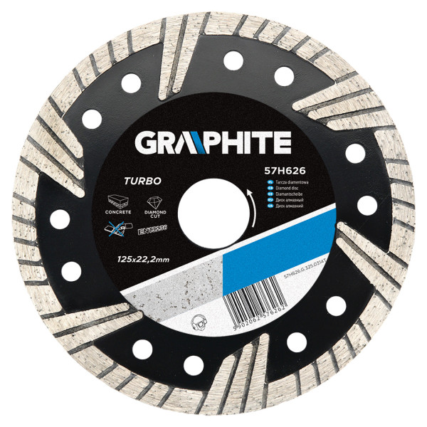 Tarcza diamentowa 125x22 mm, turbo GRAPHITE 57H626
