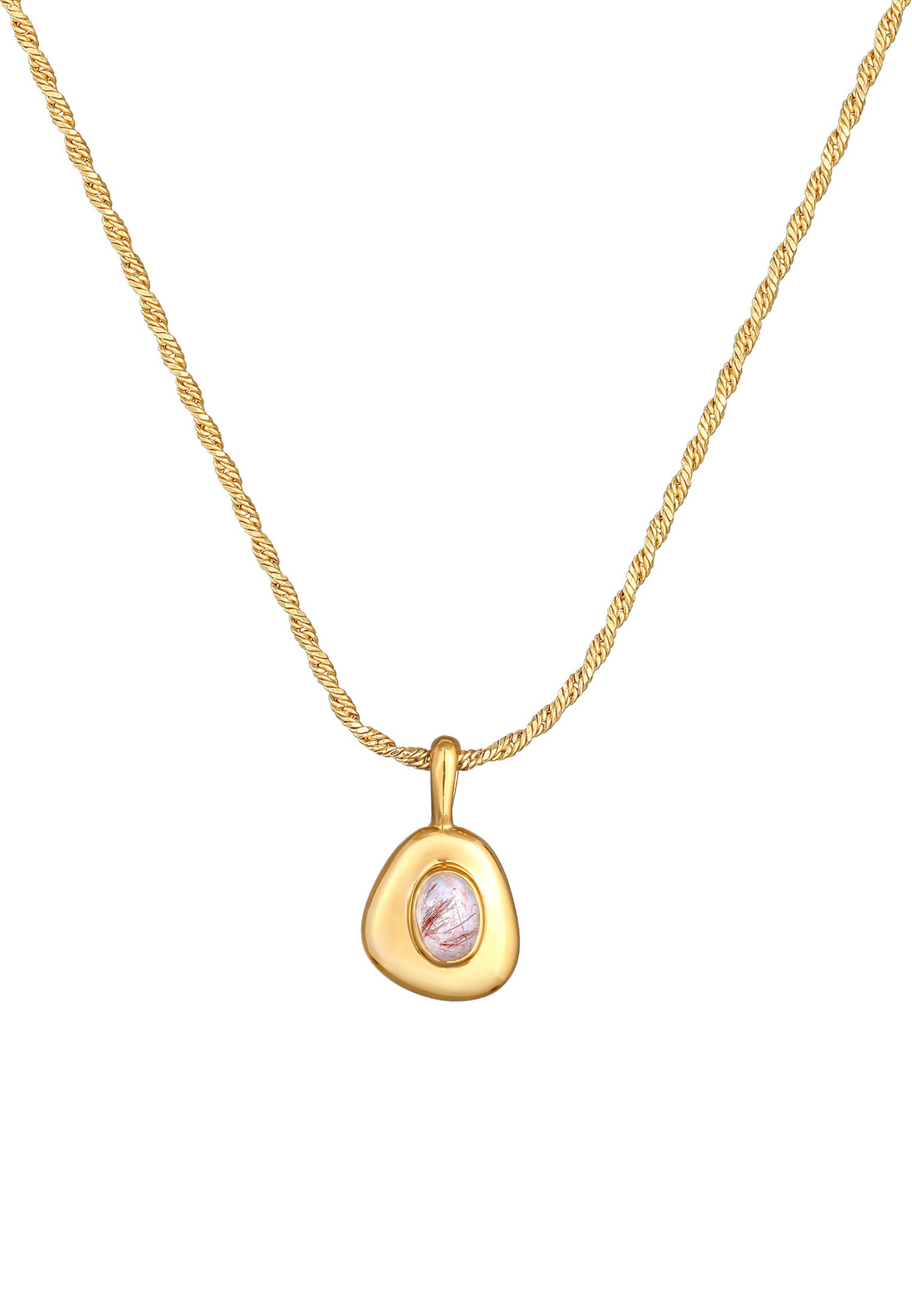 Elli PREMIUM Pendentif femme élégant avec pierre précieuse de quartz en argent sterling 925 plaqué or