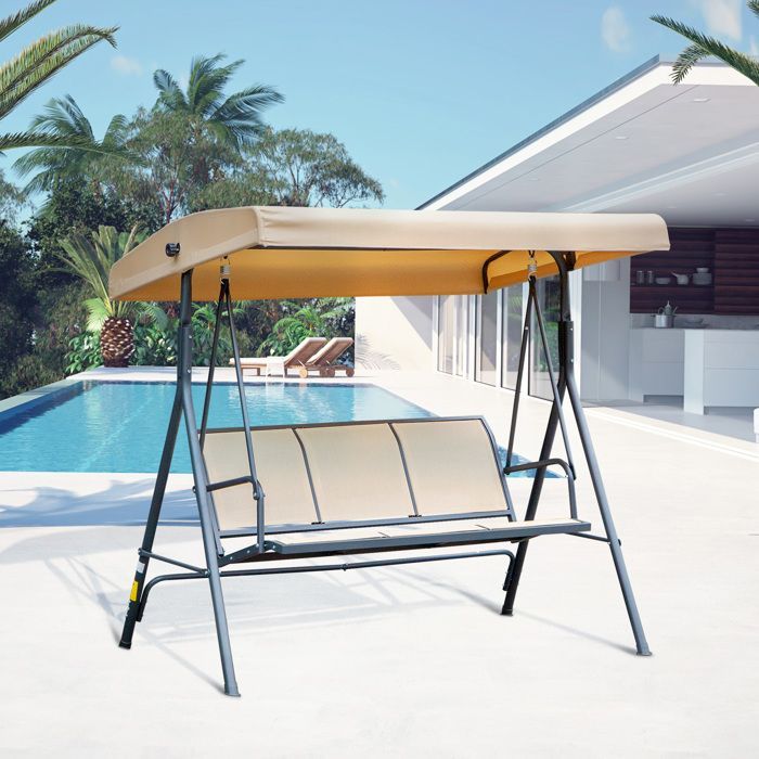 Columpio de jardín Outsunny, acero, 175x118x159cm, beige