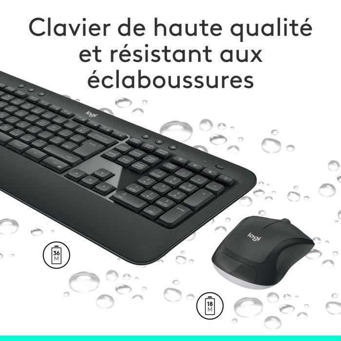 Keyboard and Mouse Combo - Wireless - Logitech - MK540 - AZERTY - Black