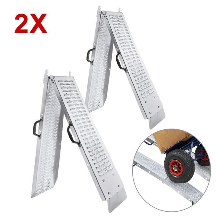 HENGMEI pliable Aluminium rampe de chargement moto ,Rampes antidérapantes pour motos Maximale 400KG par Paire (180x22.5x4.5cm)