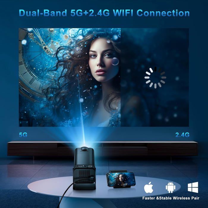 Vidéoprojecteur 4K portable - SUTEO - 3840x2160 - WiFi 6 - Bluetooth 5.4 - Android 11