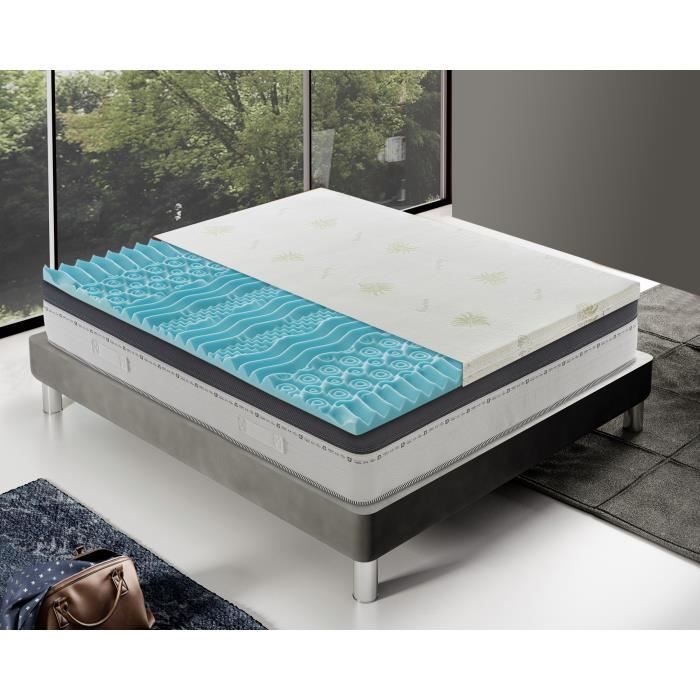 Cubrecolchón de 180x200 cm - fabricado con espuma viscoelástica Fresh de 9 zonas