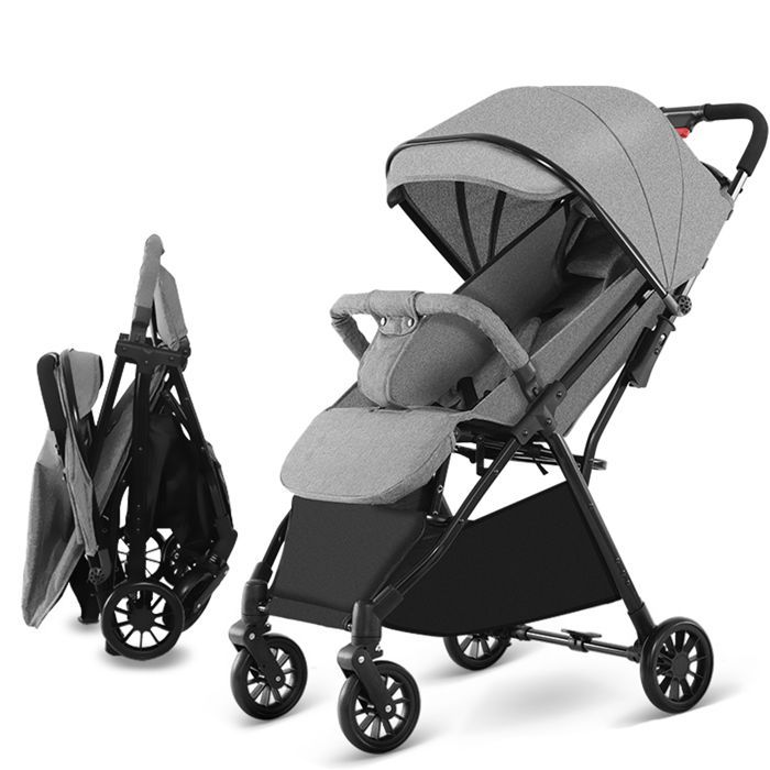 Ultracompacte stadsbuggy - Van 0 tot 36 maanden, tot 15 kg - Inklapbaar met één druk op de knop, verstelbare rugleuning, dubbele rem - Grijs