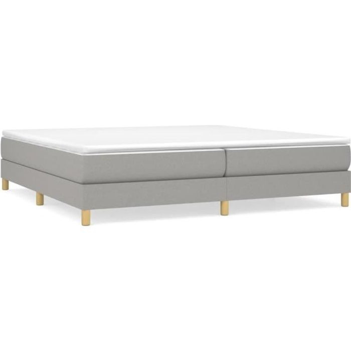Base de cama de muelles ESTANK - Gris claro - 200x200 cm - Tela - Láminas de madera contrachapada