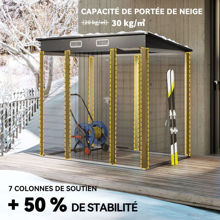 Tuinschuur van 2,3 m² - Outsunny - Schuur met afsluitbare deur - Afmetingen: 191 L x 130 D x 166,5-183 H cm - Staal