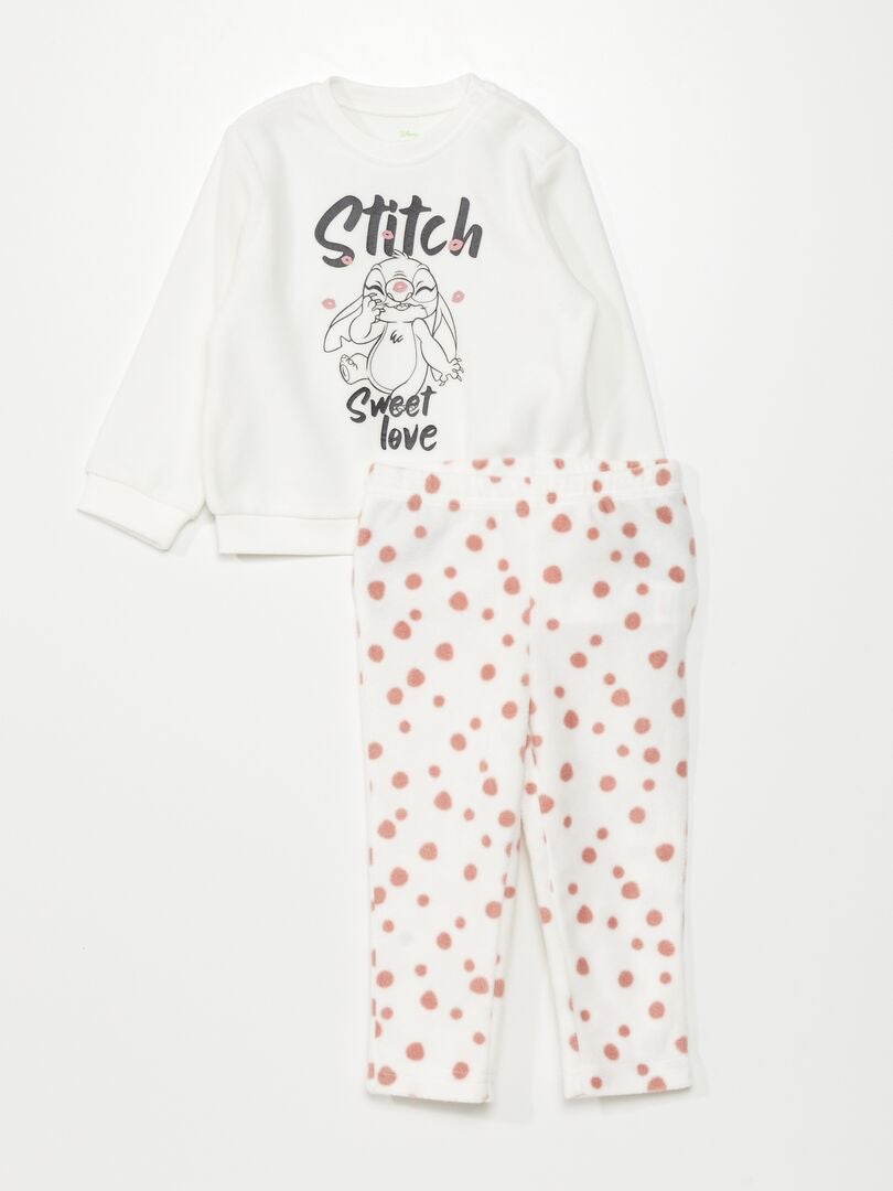 Conjunto de pijama de lã polar 'Stitch' - 2 peças - BRANCO