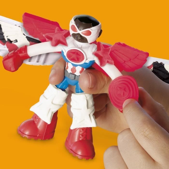 Play-Doh Captain America, set moto Sharp con personaggio flessibile, 3 accessori e pasta modellabile, età 4+, Marvel