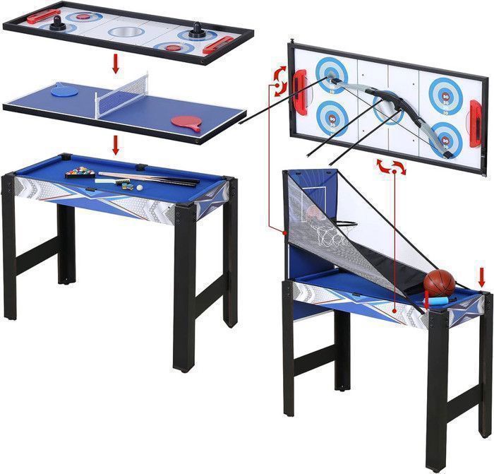 5-in-1 Multi-Game Table for Children, Table for Hockey, Billiards, Basketball, Table Tennis, Archery, Gifts for Children, 92x46x73cm