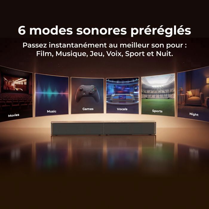 ULTIMEA Poseidon R3T Barre de son avec Caisson de basses sans fil pour TV ou PC, avec BassMX et HDMI ARC, Bluetooth 6.0, 240W