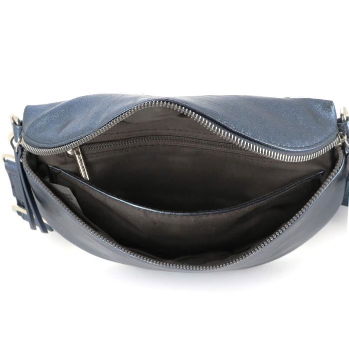 Flora And Co - Sac Banane Femme À Bandoulière Similicuir Brillant - Bleu