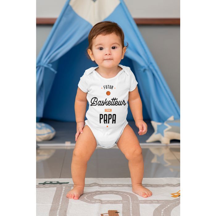 Zukünftiger Basketballspieler wie Papa – Pixel Evolution – Babybody – Witziger und lustiger Body – Geschenkidee zur Babyparty