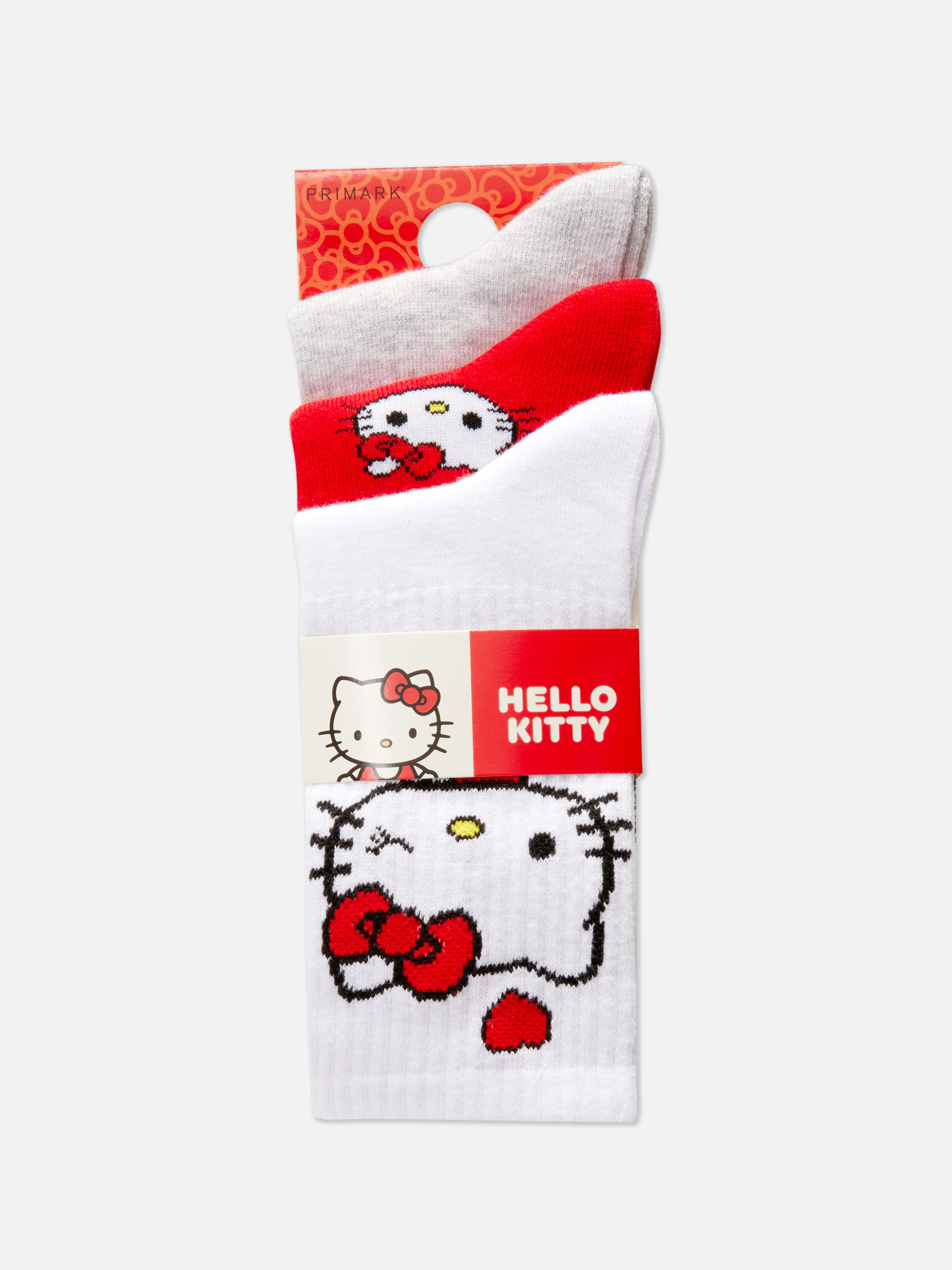 Șosete Hello Kitty până la jumătatea gambei, 3 perechi Trei perechi de șosete cu nervuri până la jumătatea gambei cu modele Hello Kitty