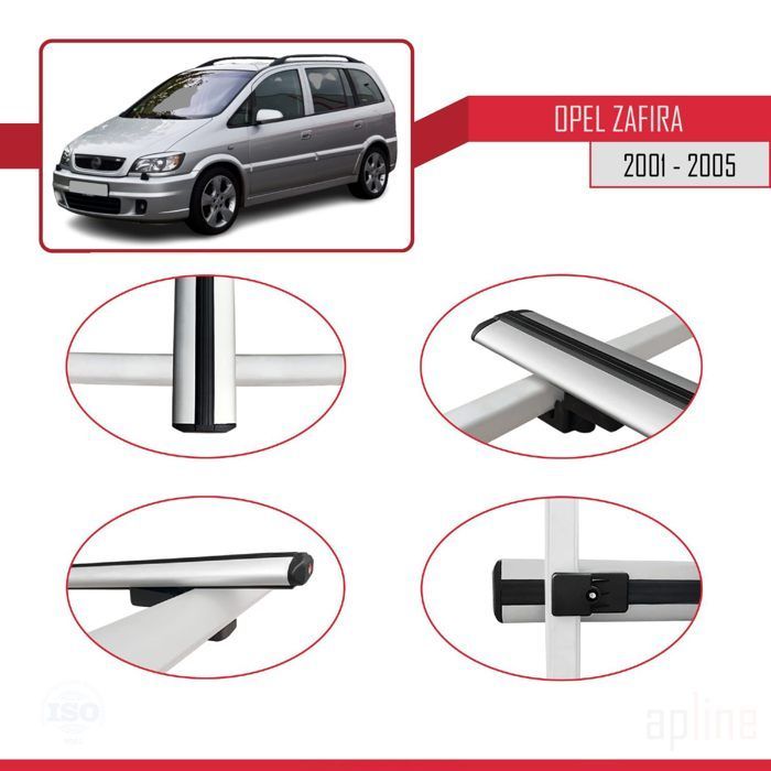 Barras de techo - Opel - Zafira A (T98) - Aluminio - Gris - 2 barras BÁSICAS