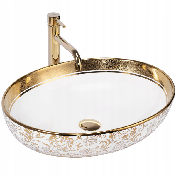 Umywalka Ceramiczna Nablatowa Margot White Gold Rea