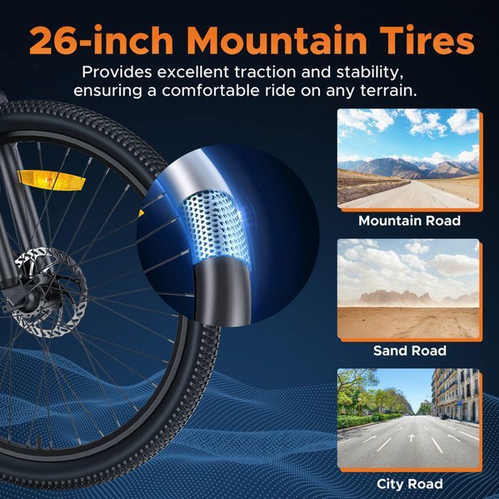 Electric Bike - HILLMILES - MileTrail 1 - Removable 36V 13Ah Battery - 100km Range - Hydraulic Brakes