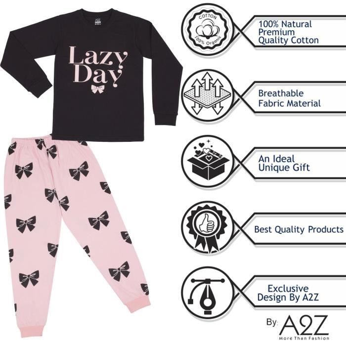 A2Z 4 Kids Faulenzer-Pyjama-Set mit Print für Mädchen von 2-13 Jahren