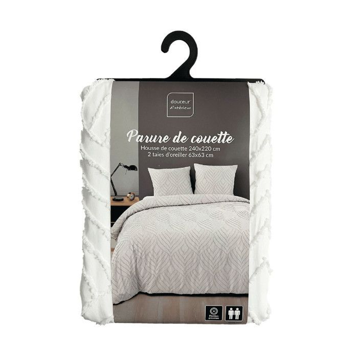Housse de couette - DOUCEUR D'INTÉRIEUR - 220x240cm - Toucher ultra doux - Finition tuftée - Blanc