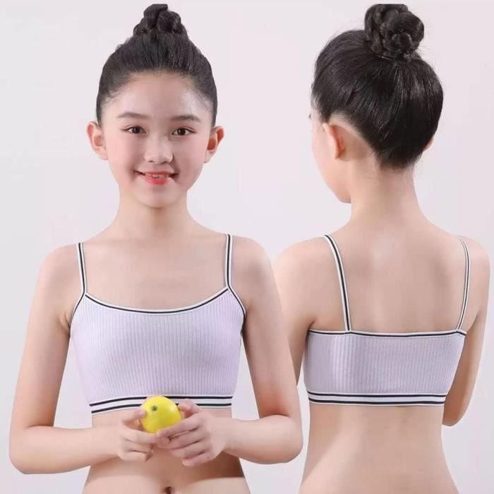 Set di 4 reggiseni sportivi da ragazza in cotone - bianchi - fitness - senza maniche