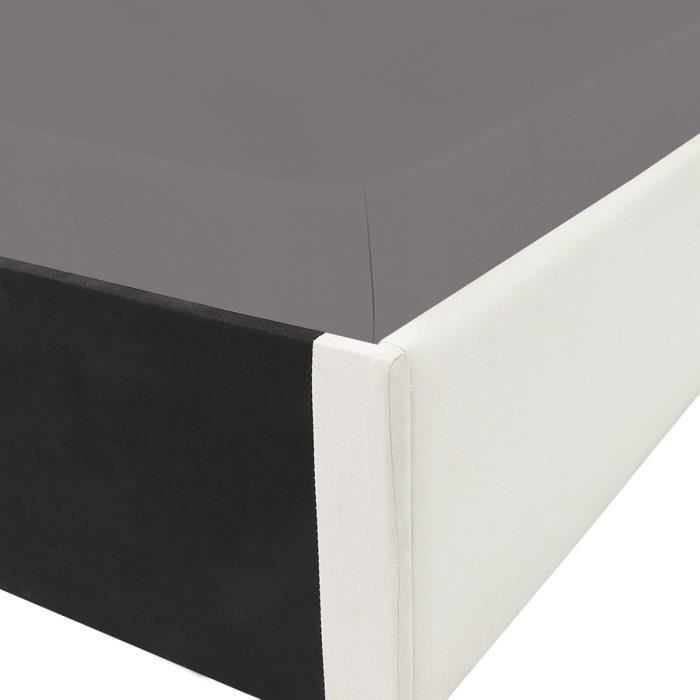 Lit coffre adulte 140 x 190 cm  - Tissu Beige - ECLIPSE