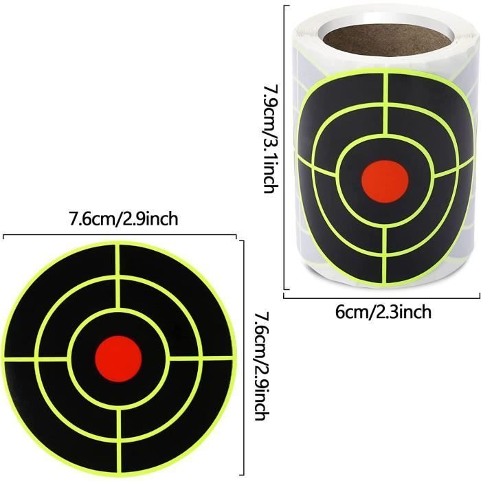 100PcsRoll Cibles Anti-éclaboussures 3 Pouces, Cibles de Tir en Papier Adhésif pour lentraînement à la Pratique du Tir nosku