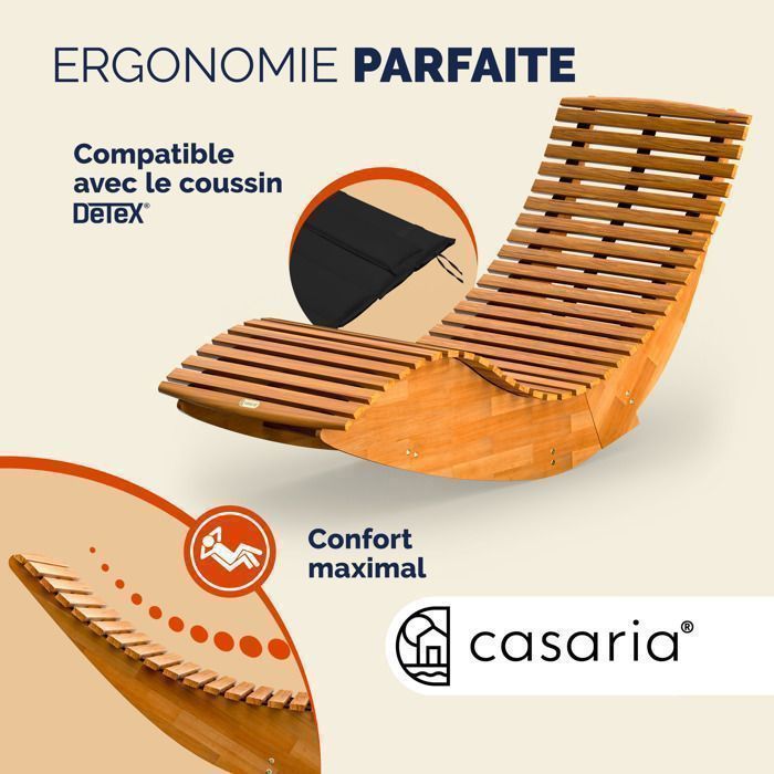 Set mit 2 CASARIA® Klapp-Schaukelliegen aus FSC-zertifiziertem Akazienholz, ergonomische Sonnenliege für Garten oder Sauna