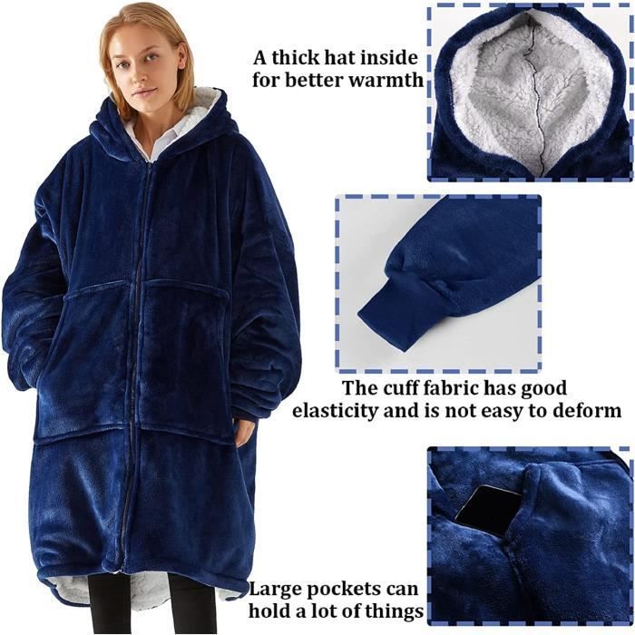 Felpa a quadri - Felpa con cappuccio super morbida e comoda con zip - Ampie tasche - Accappatoio caldo in flanella