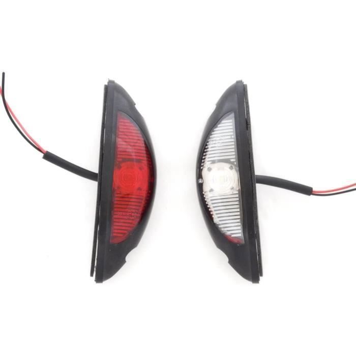 4 luces LED de posición laterales verticales de contorno de 12-24 V, rojas y blancas, para remolques, camiones, autocaravanas, caravanas y chasis LKW con certificación E.