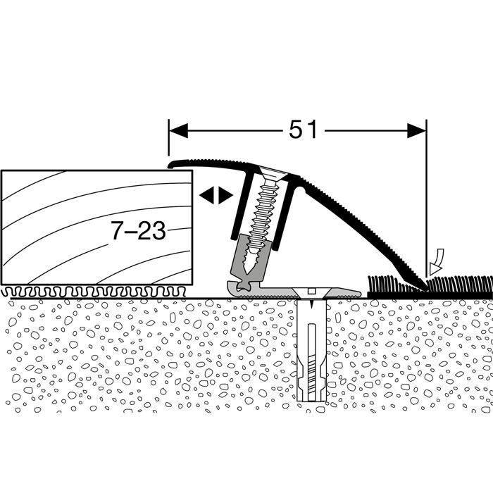 PROVISTON Profilé de compensation flexible Profilé pour parquet l 51 mm Compensation de H 7 - 23 mm L 900 mm Profilé en aluminium...