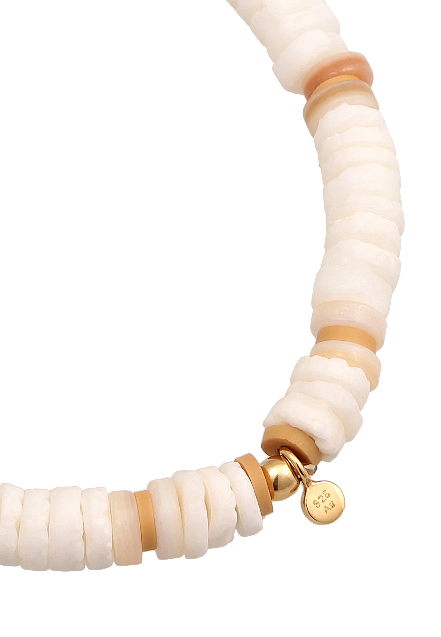 Elli Femmes Style Surfer Tendance Plage avec Heishi Beads en argent sterling 925 plaqué or