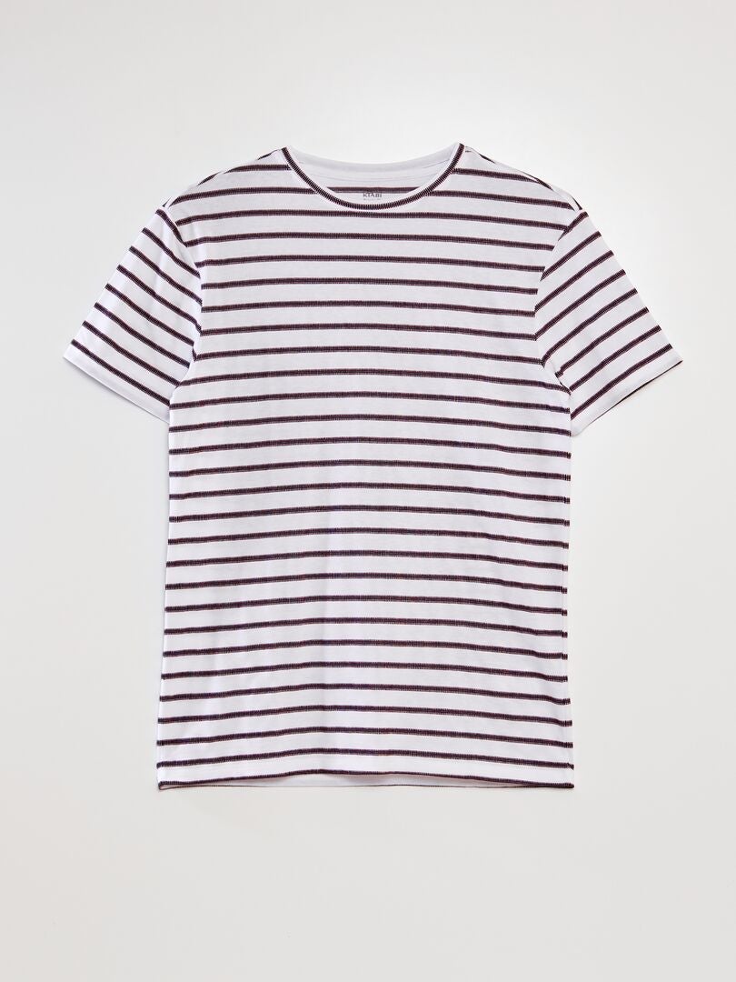 T-shirt met strepenprint - WIT