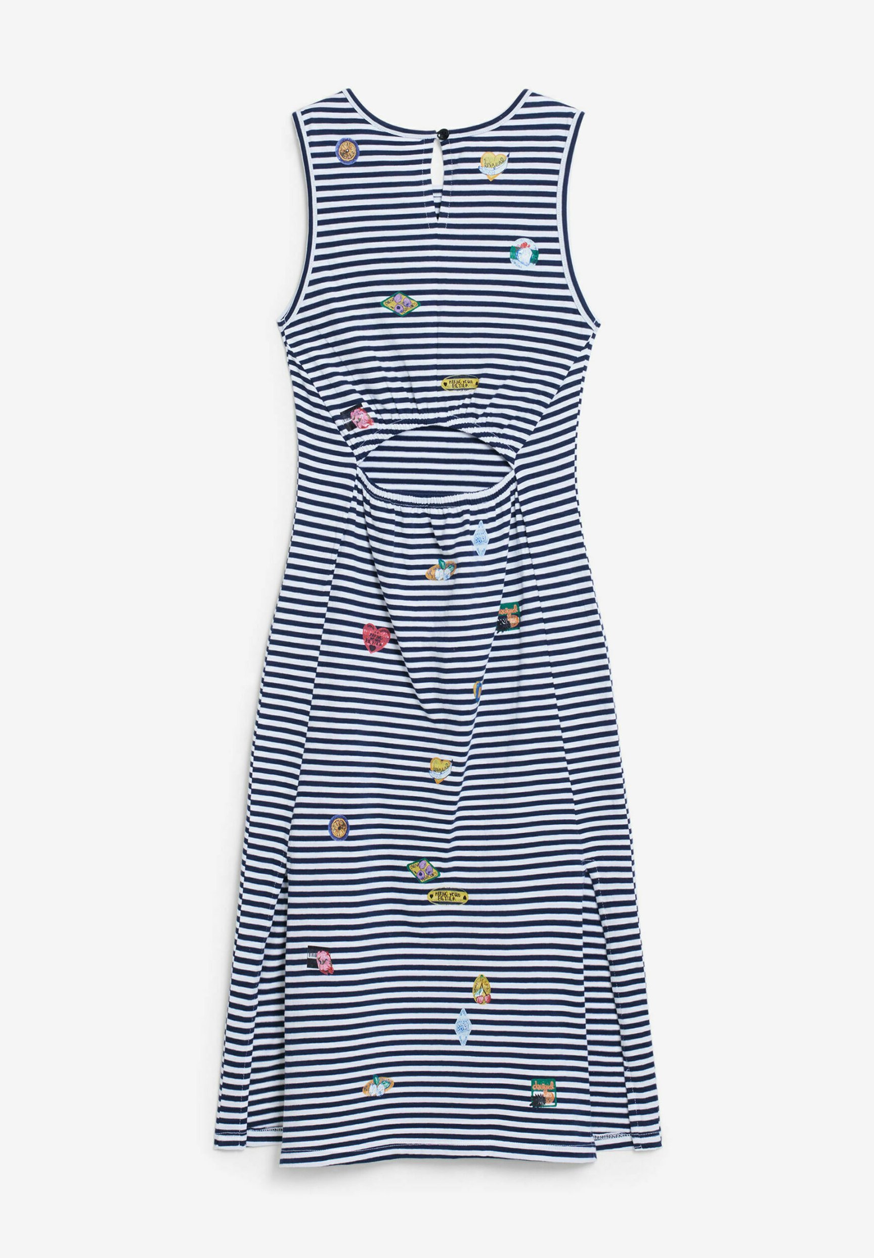Vestido Desigual com recortes bordados - Jersey - azul