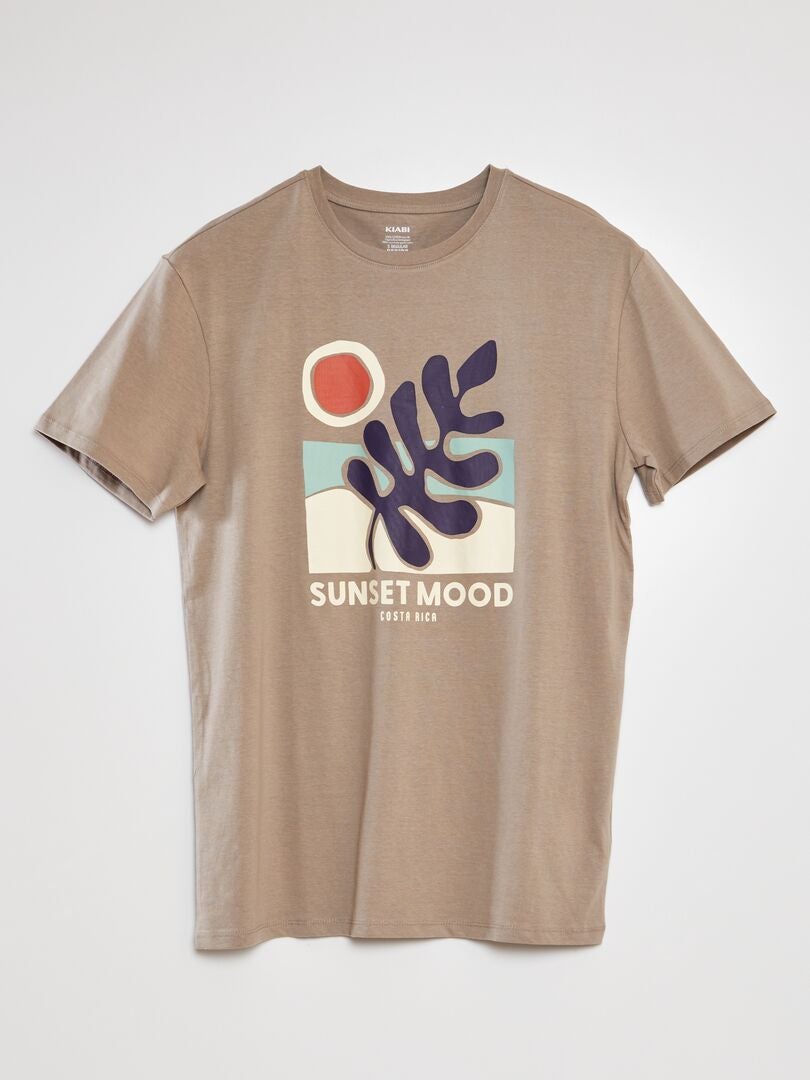 Bedrukt T-shirt - KHAKI