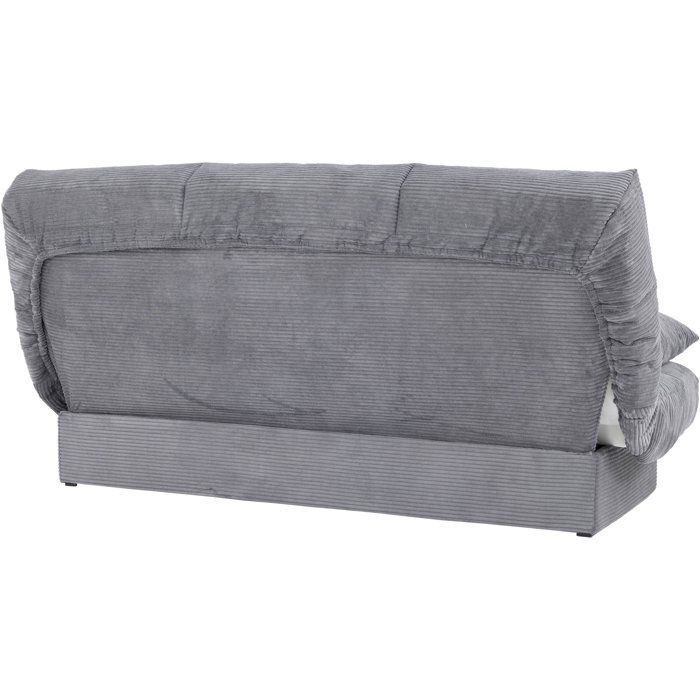 Banquette clic-clac CLEM - 3 places - Tissu velours côtelé - Velour gris - Densité 20kg/m3 - 190 x 90 x 92 cm - Fabriqué au Portugal