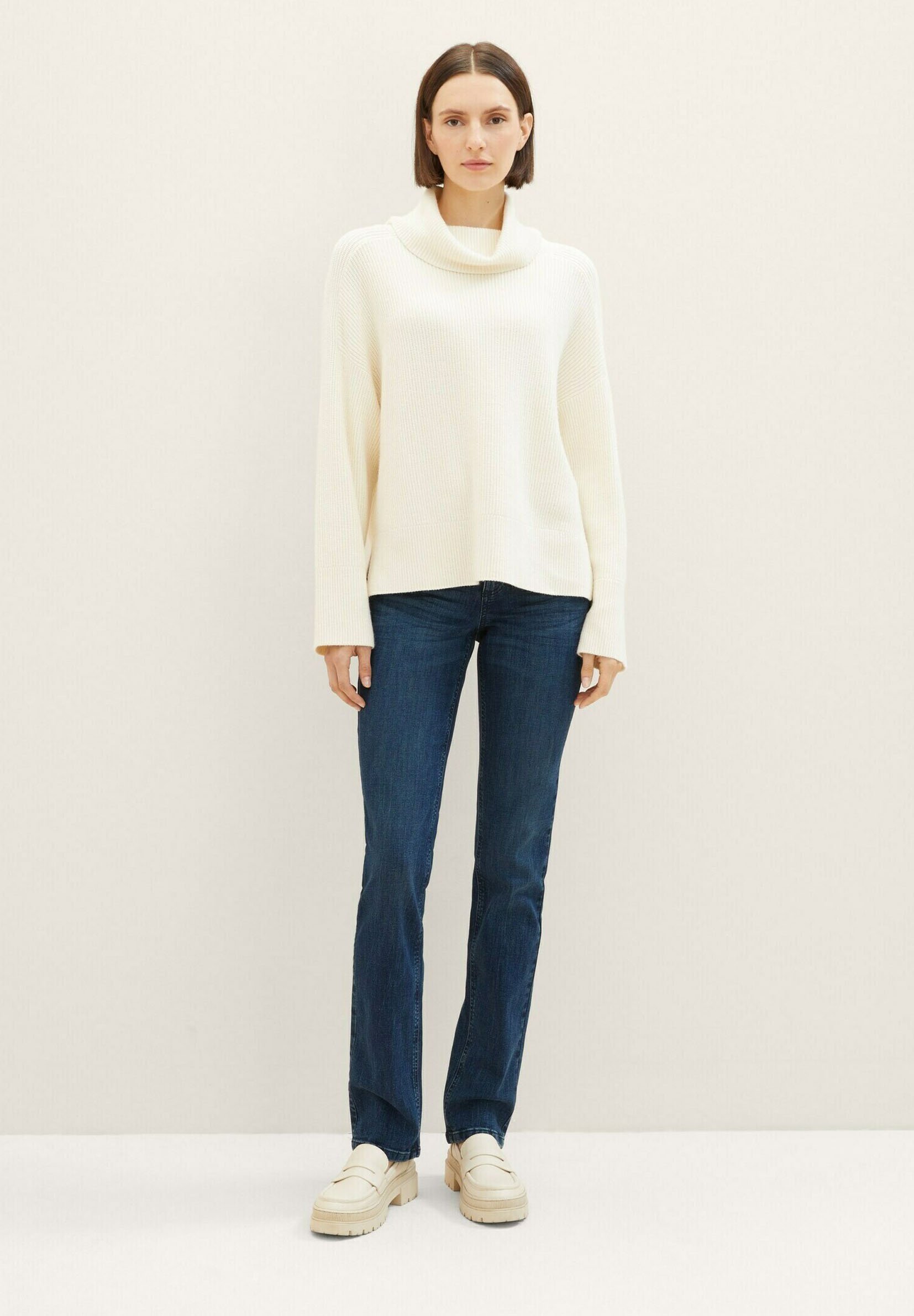 TOM TAILOR TTALEXA Straight - Rechte jeans - donkere stonewashed denim