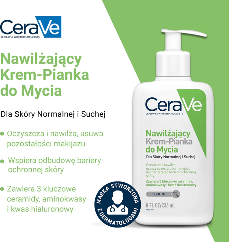 CeraVe Cleansers Creme de Limpeza Hidratante que se transforma em Espuma para pele normal a seca