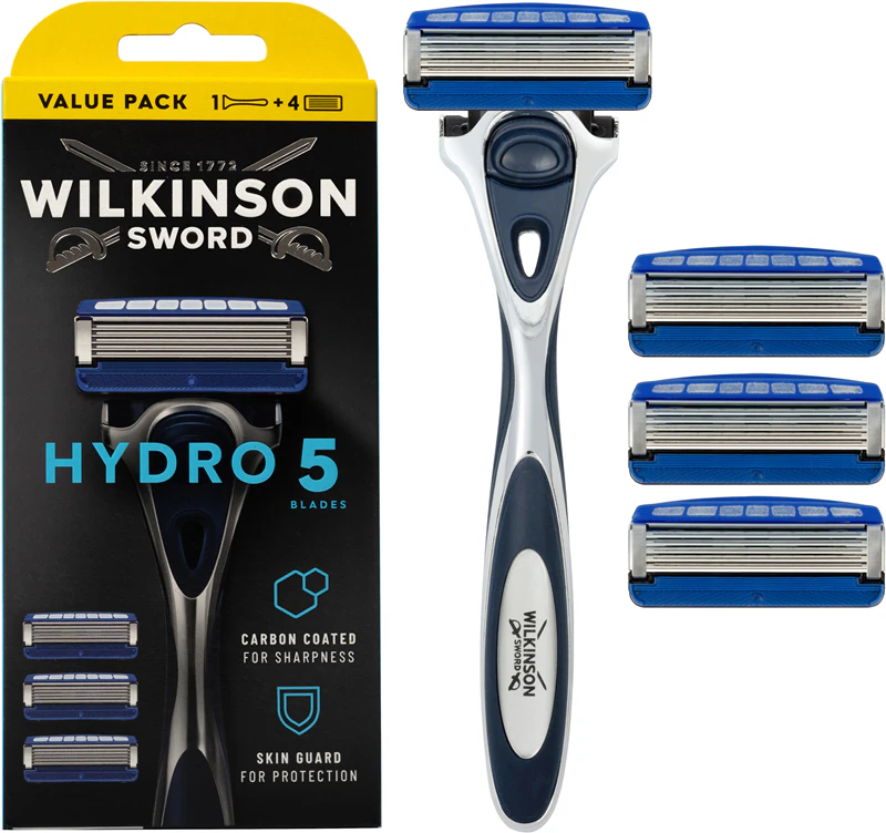 Holiaci strojček Wilkinson Sword Hydro5 + náhradné hlavice 4 ks.