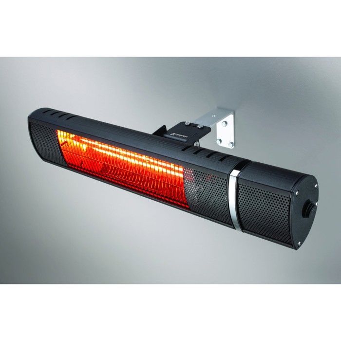 Calefactor eléctrico infrarrojo de 2000 W + mando a distancia - Protección IP65. Calefactor de pared para uso interior y exterior de Kemper.