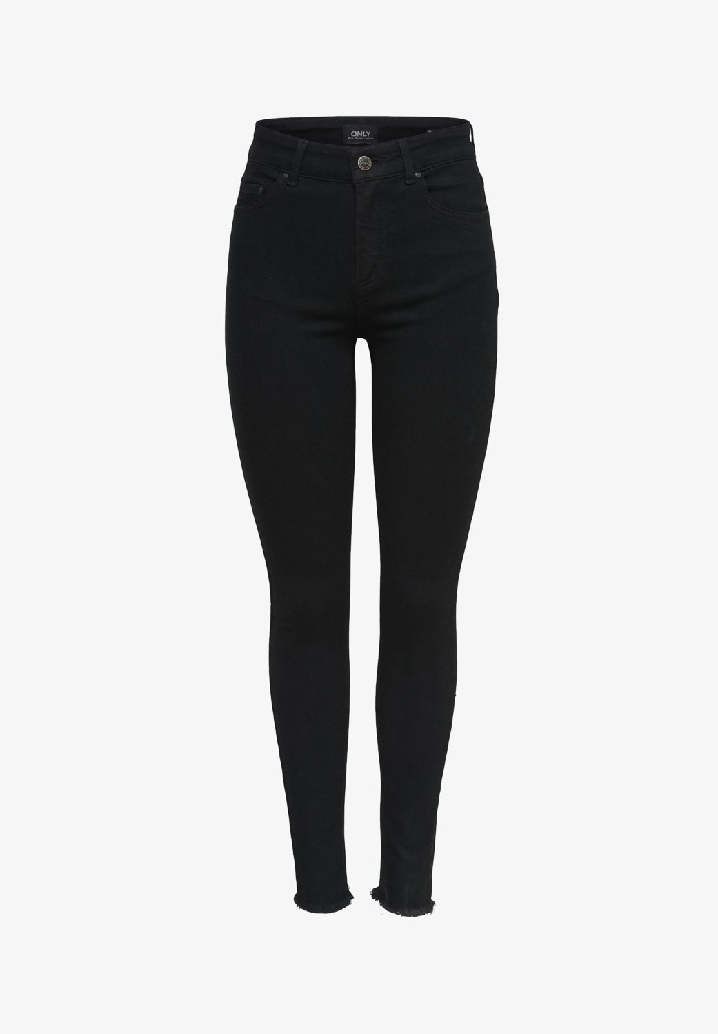 SOLO SU ONLLUSH MID RAW - Jeans Skinny Fit - denim nero