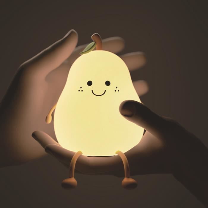 Luminária noturna de silicone em formato de pera, ideal para iluminação de quarto.
