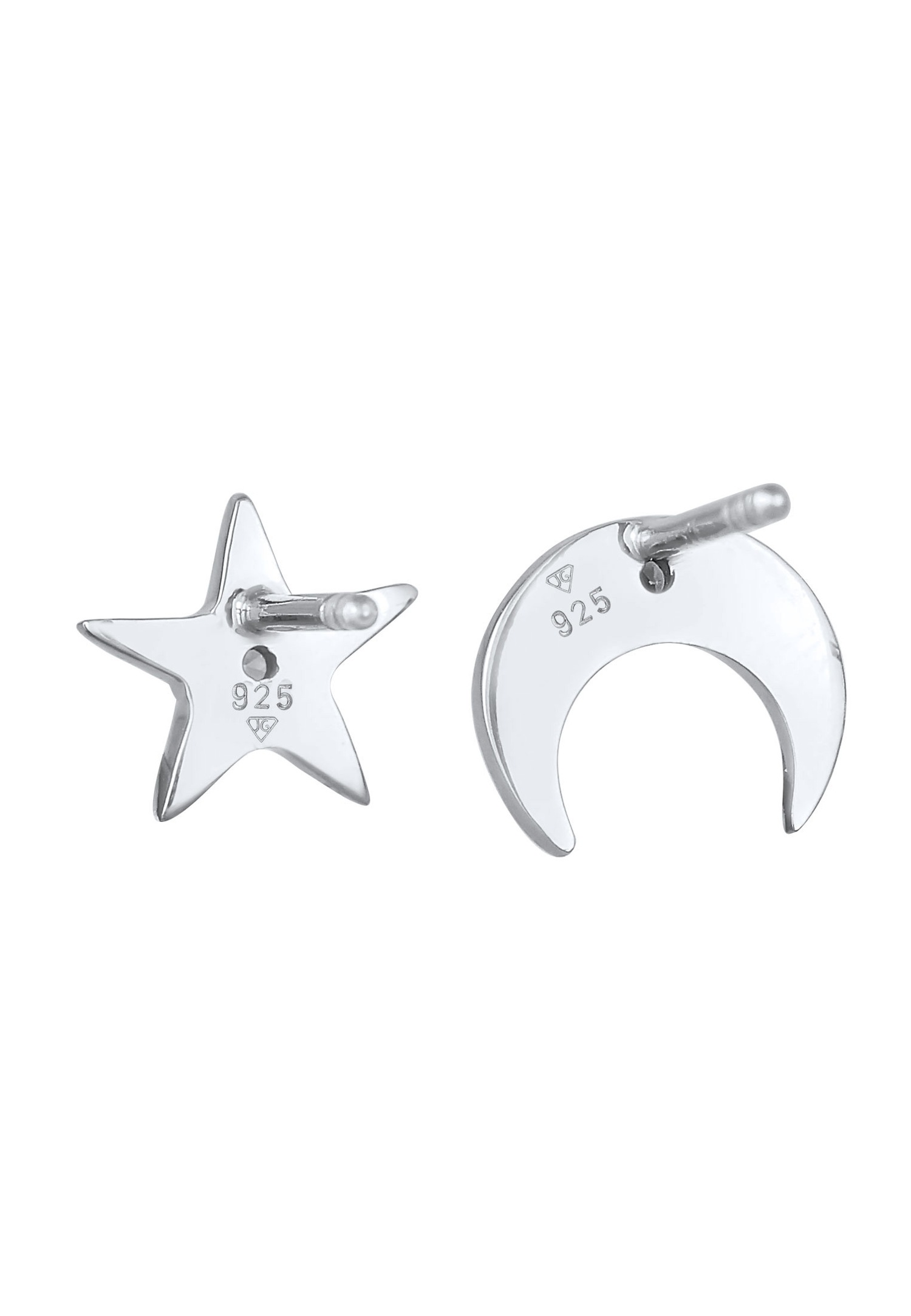 Elli Stud Étoiles Half Moon Astro avec pierres en zircone cubique et émail en argent sterling 925