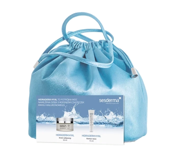 Sesderma Hidraderm Hyal zestaw prezentowy w kosmetyczce krem pod oczy 15 ml   krem do twarzy 50 ml