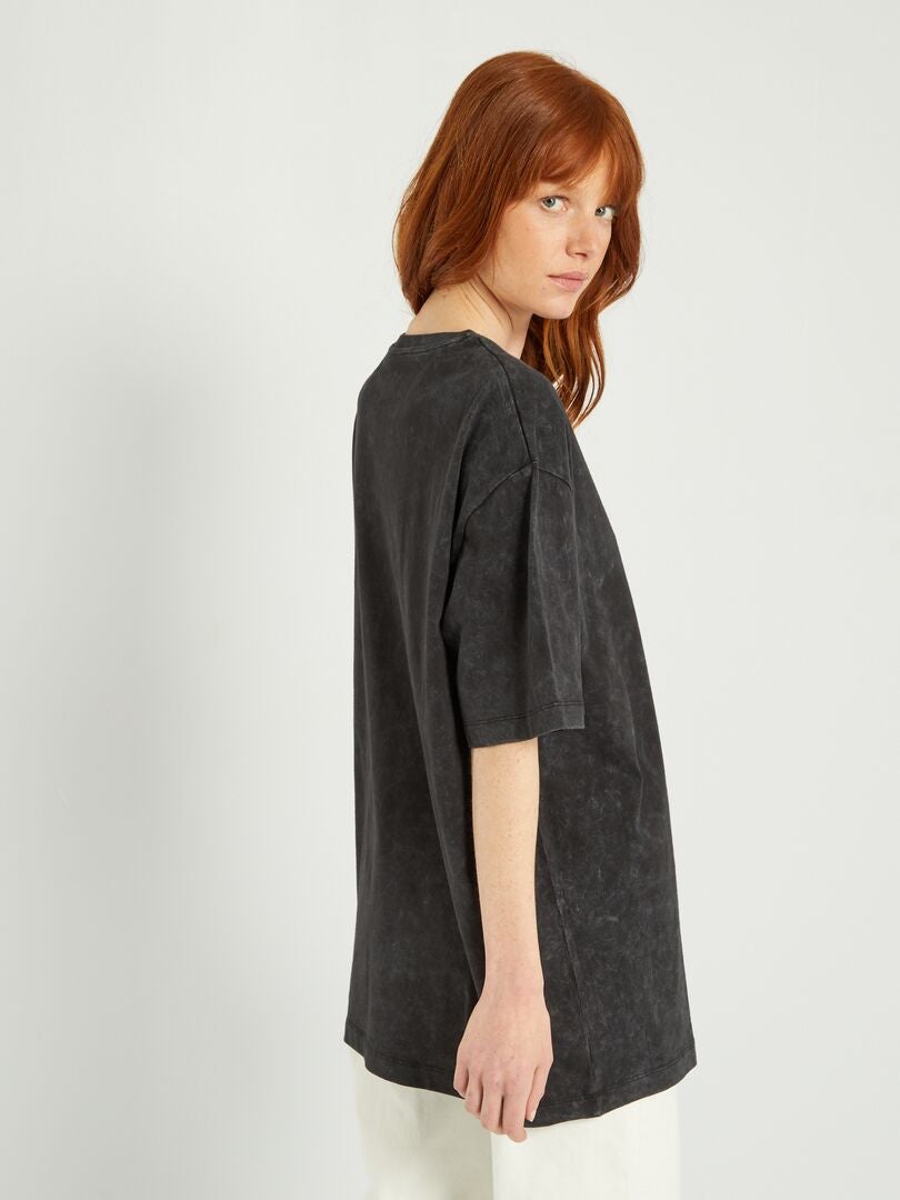 Oversized katoenen T-shirt - Zwart