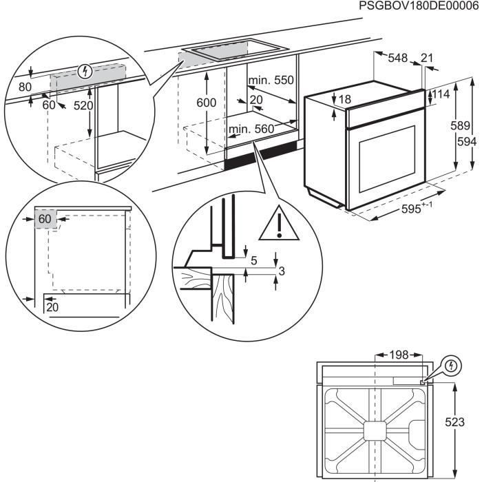 Horno empotrable - Limpieza pirolítica - Cocción con ventilador - ELECTROLUX EOF6P46Z - Puerta fría - 45 recetas preprogramadas