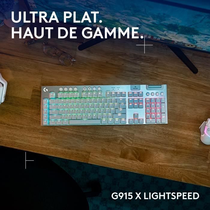 Gaming-Tastatur – Kabellos – Logitech G – G915 X – AZERTY – Mechanisch – Weiß