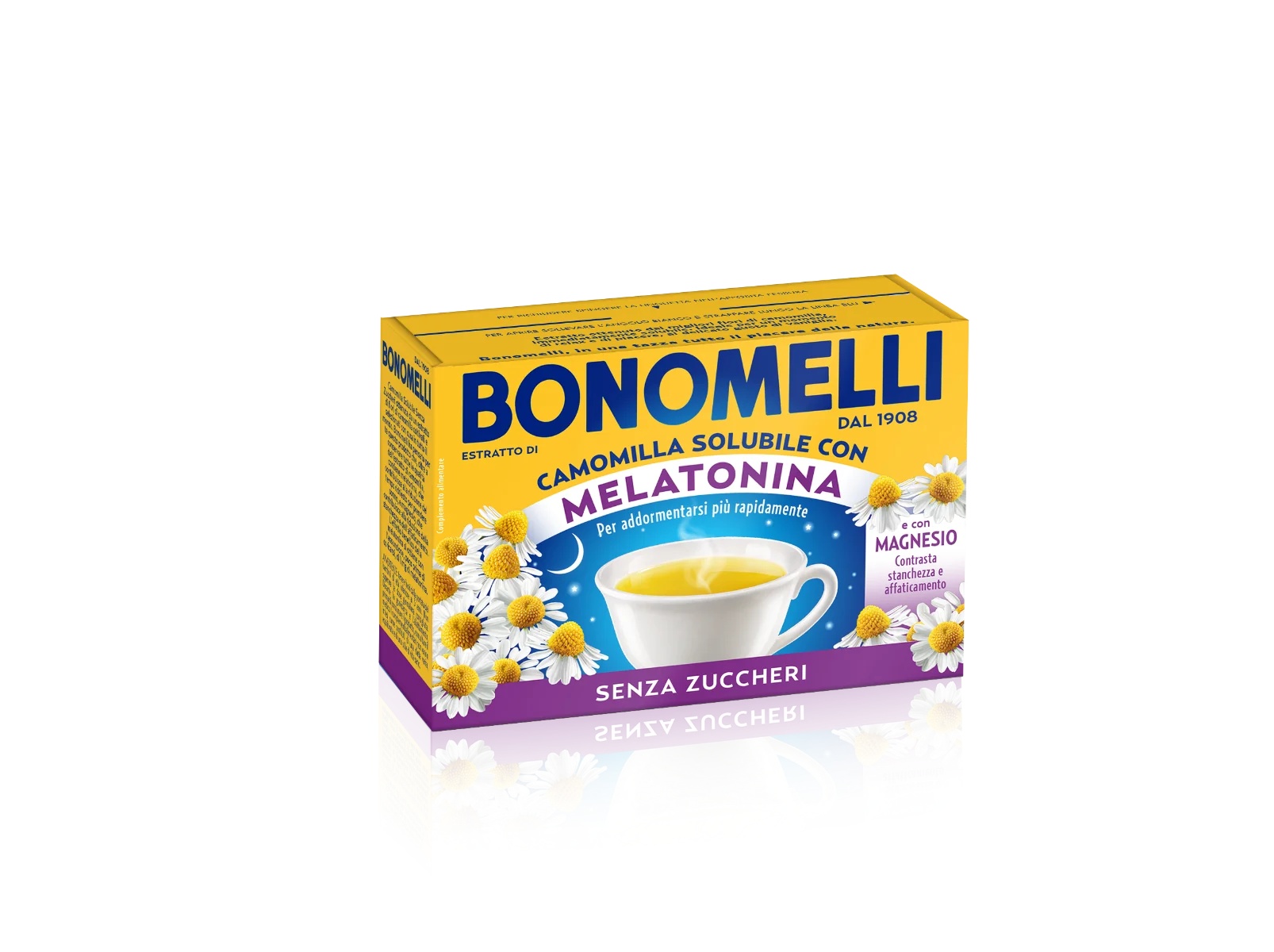 BONOMELLI Camomila Solúvel, Melatonina e Magnésio, 16 Sachês - Auxiliar para Dormir