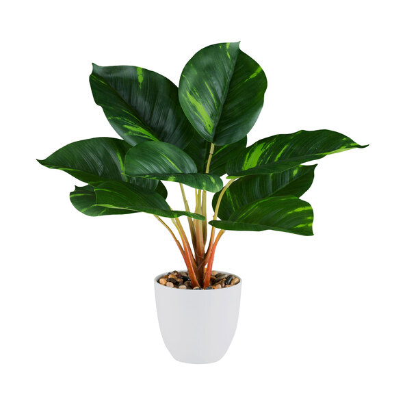 Dieffenbachia/Philodendron artificial în ghivece din melamină, set de 2