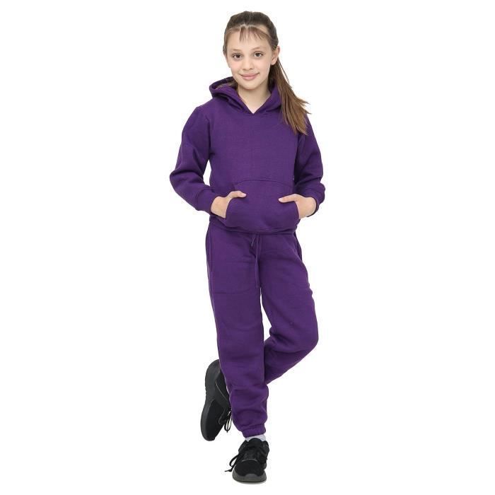 Chándal con capucha para niña (parte superior e inferior) - Malva morado - Manga larga