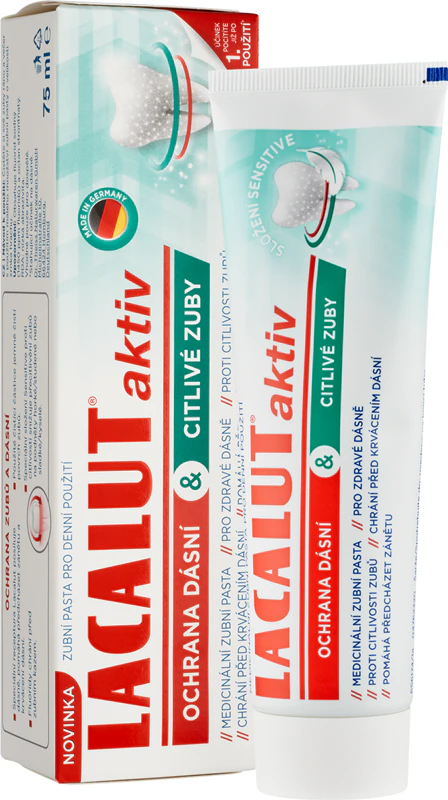 Lacalut Aktiv é um creme dental que protege os dentes e as gengivas.