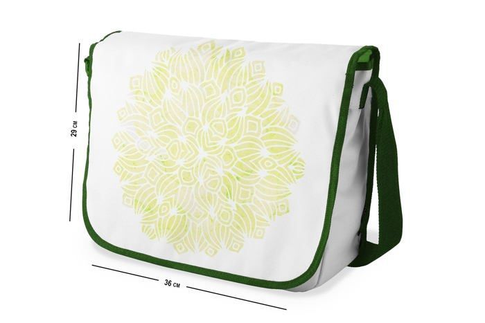 Besace enfant en coton vert imprimé - sac reporter mixte, bandoulière réglable